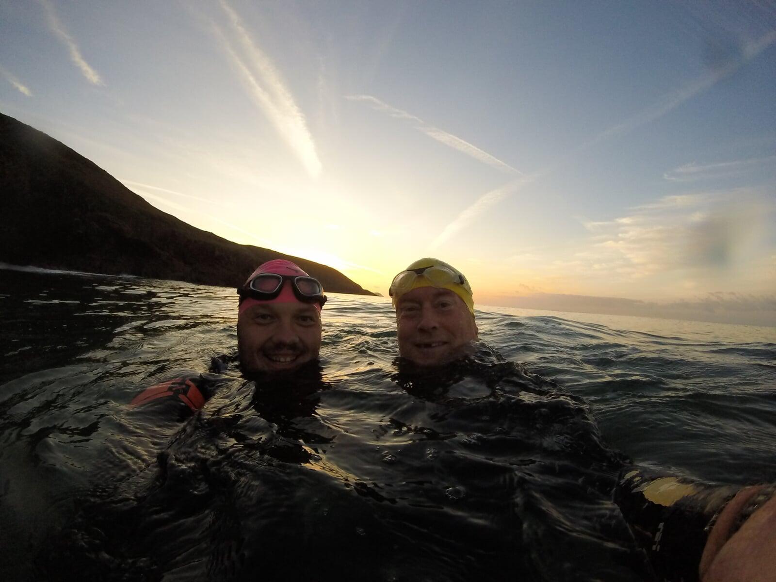 Sunrise sea swim in Autumn