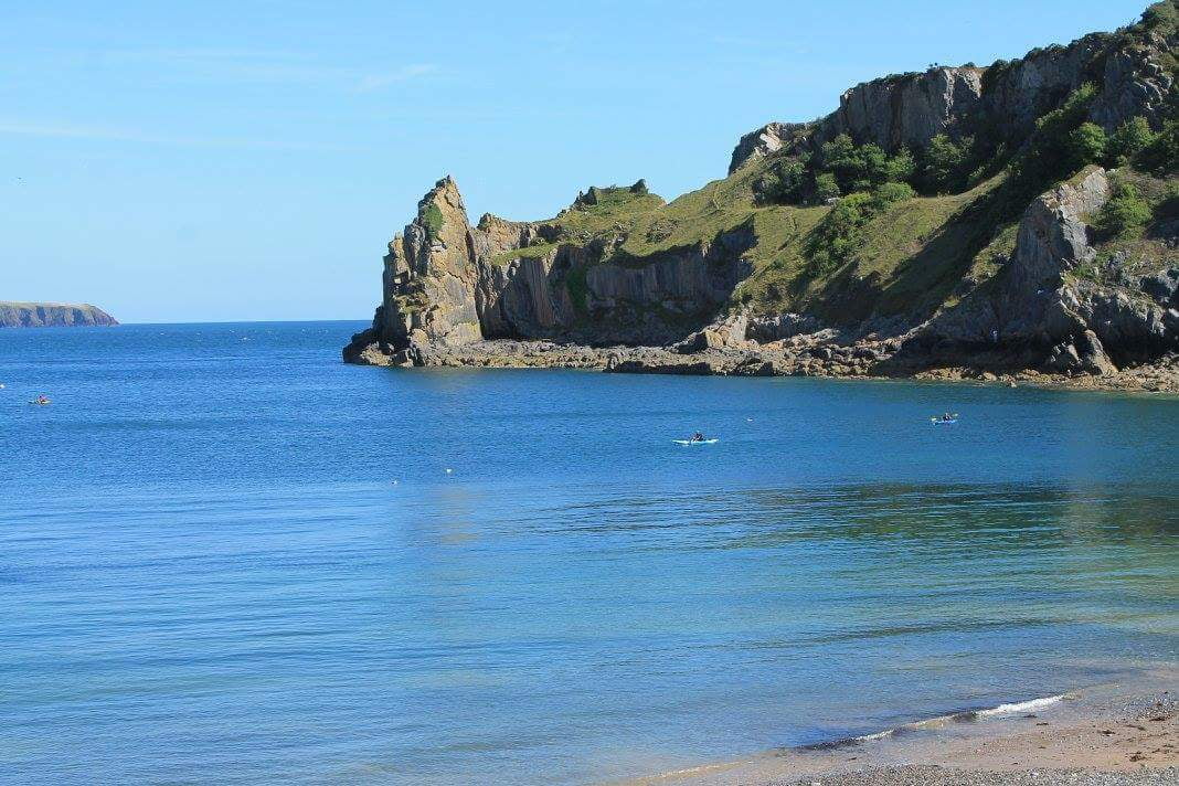 Open water swimming at Barafundle Bay Pembrokeshire
