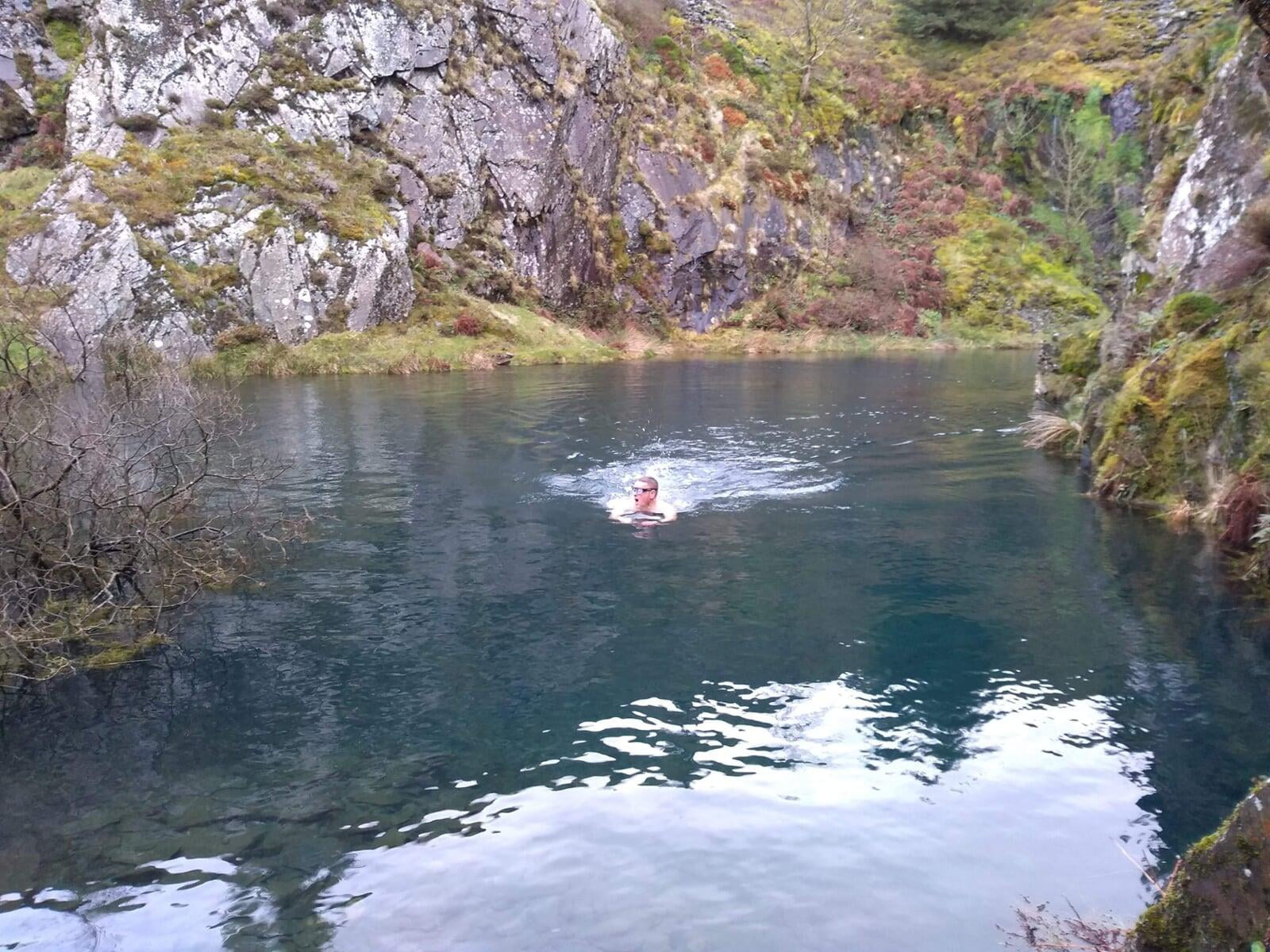 Cold water swimming at Rosebush Quarry in Pembrokeshire