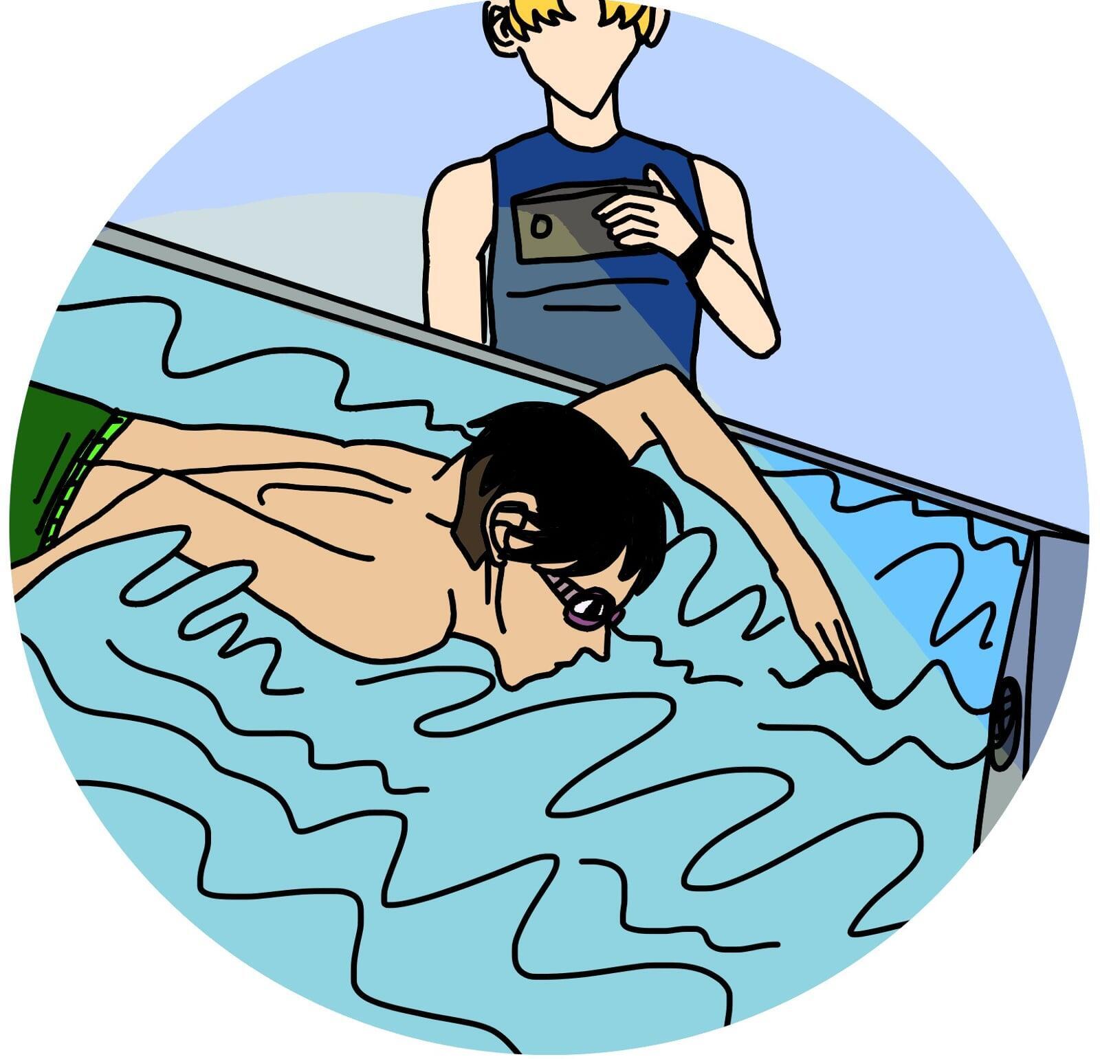 Filming yourself swimming in a jet pool  as part of a Wes Sea Swim online swim coaching course
