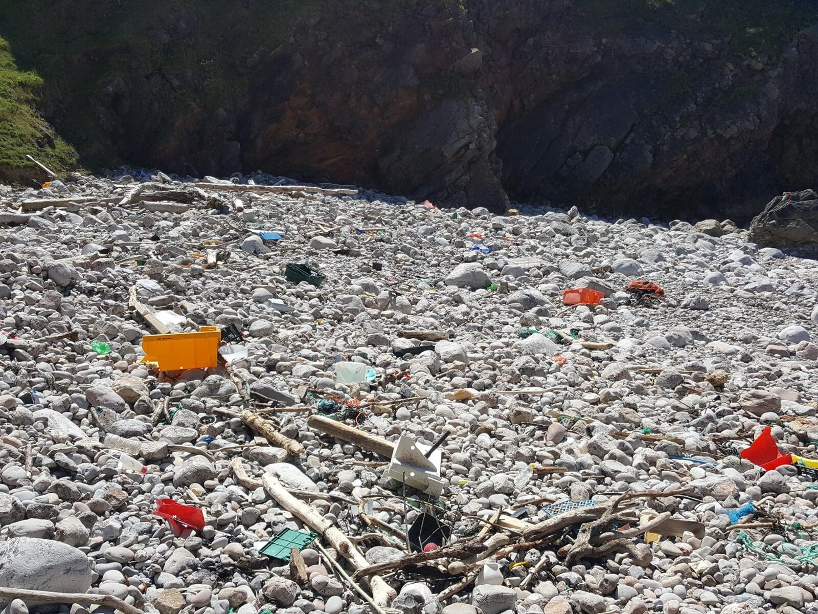 Platic waste washed up on a Pembrokeshire beach