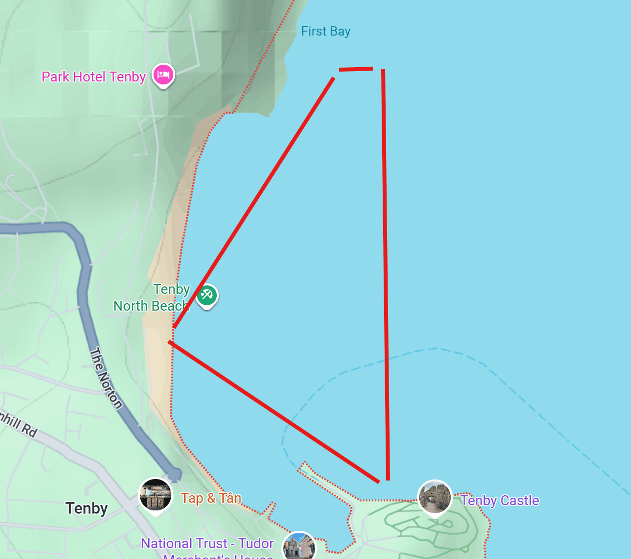 Tenby Ironman Wales swim route