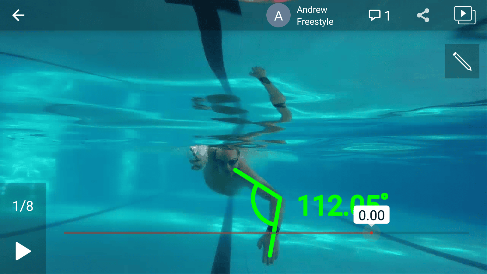 Video analysis of swimming stroke during an online open water swim coaching session with We Sea Swim
